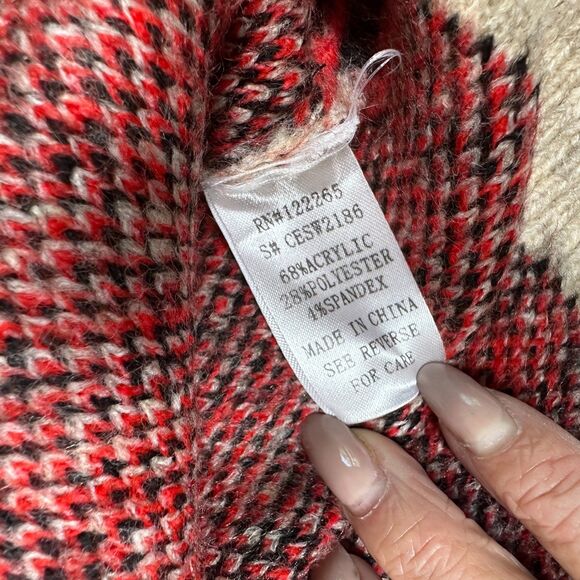 Anthro Adora Sweater Women's Small Gray/Black/Red Leopard Long Sleeve - Picture 5 of 9